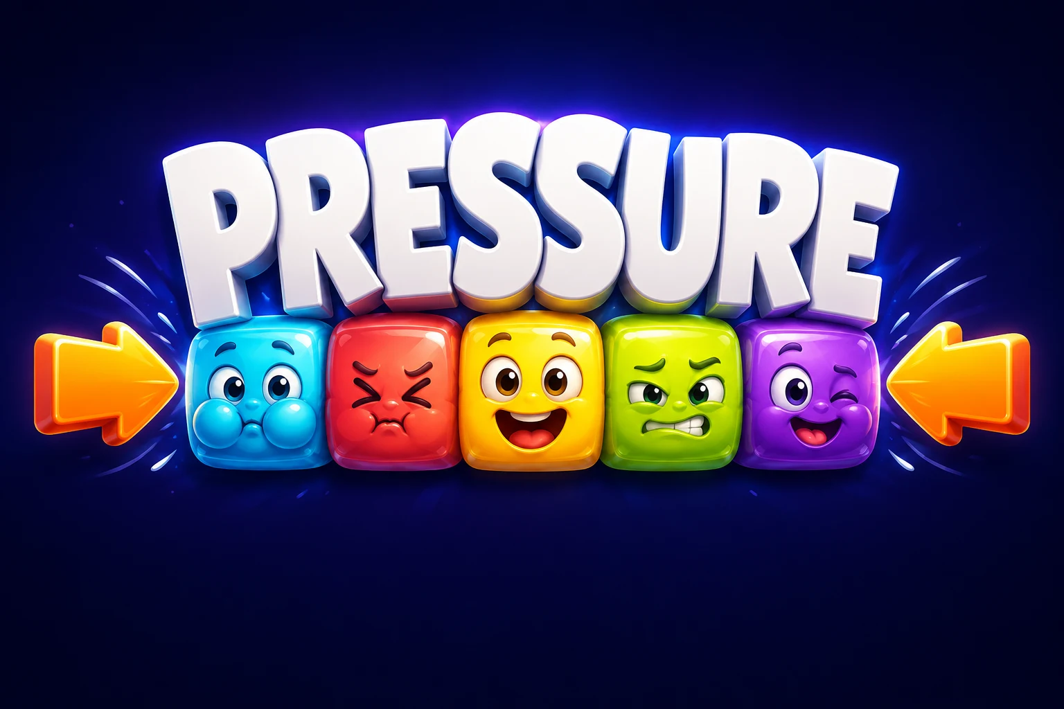 Pressure: five funny blocks squeezed together by inward arrows